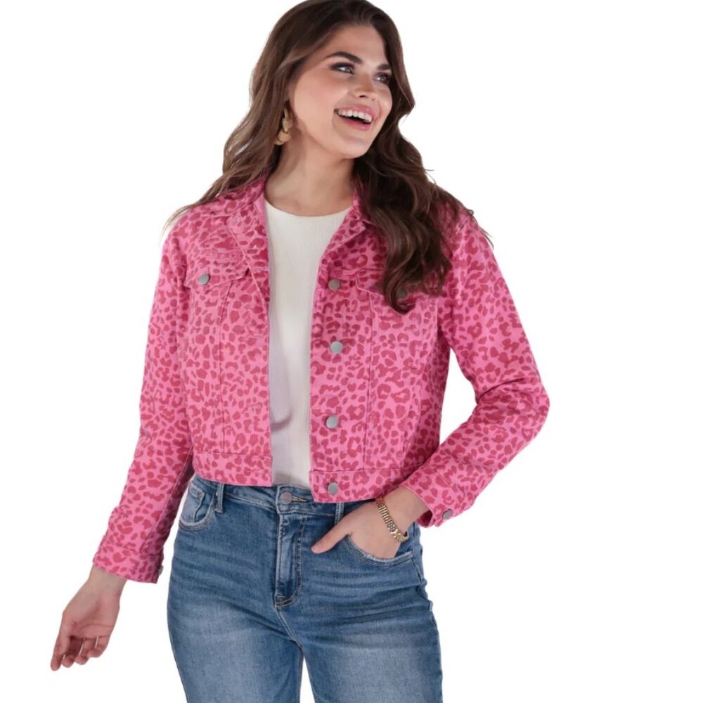 Lennon Leopard Denim Jacket - NEW WITH TAGS